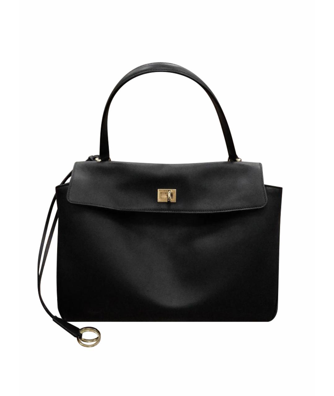 BALENCIAGA Черная кожаная сумка с короткими ручками, фото 1