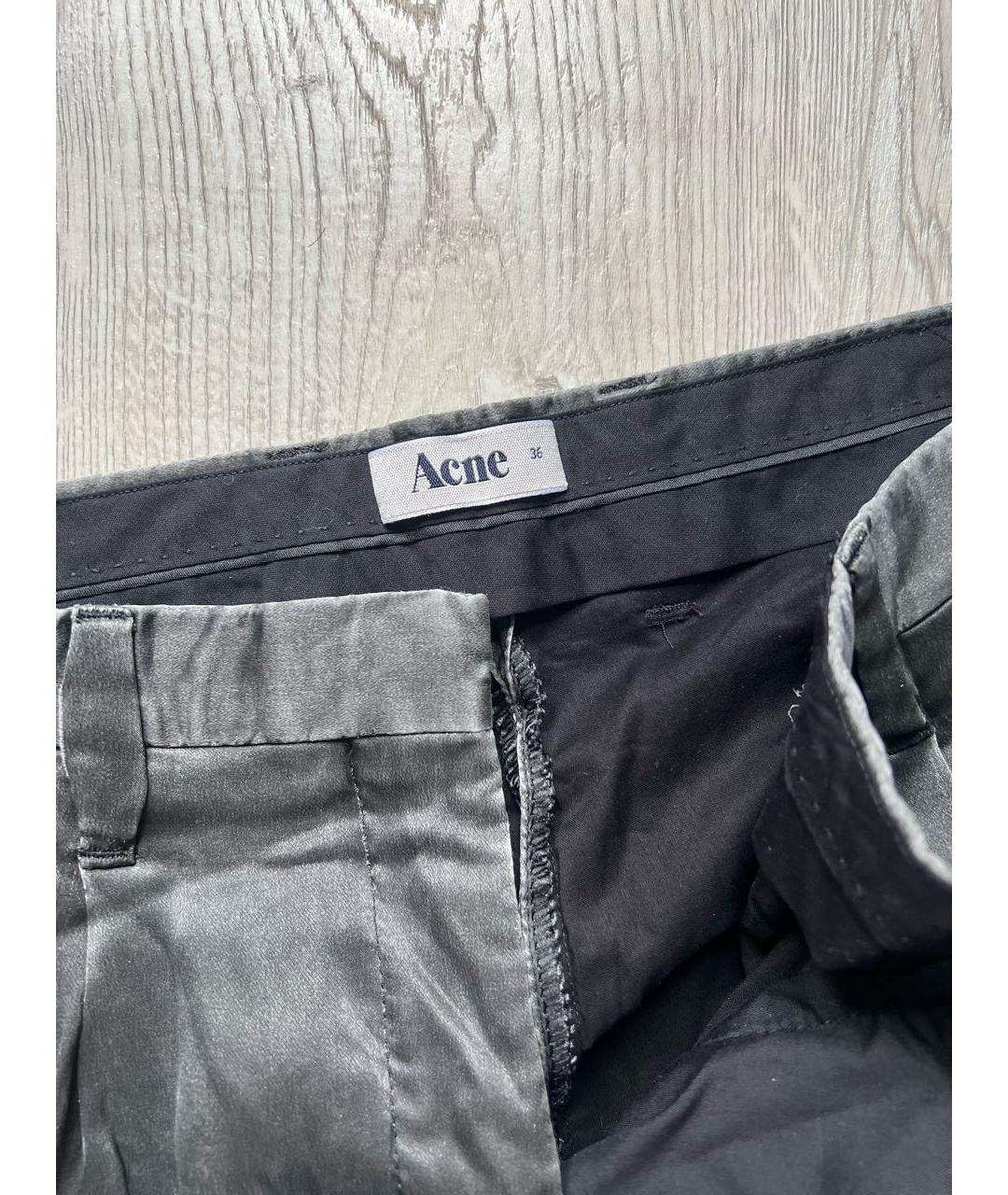 ACNE STUDIOS Антрацитовые шелковые прямые брюки, фото 2