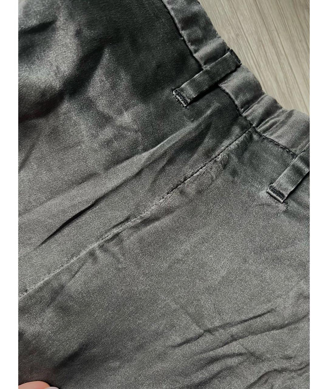 ACNE STUDIOS Антрацитовые шелковые прямые брюки, фото 3