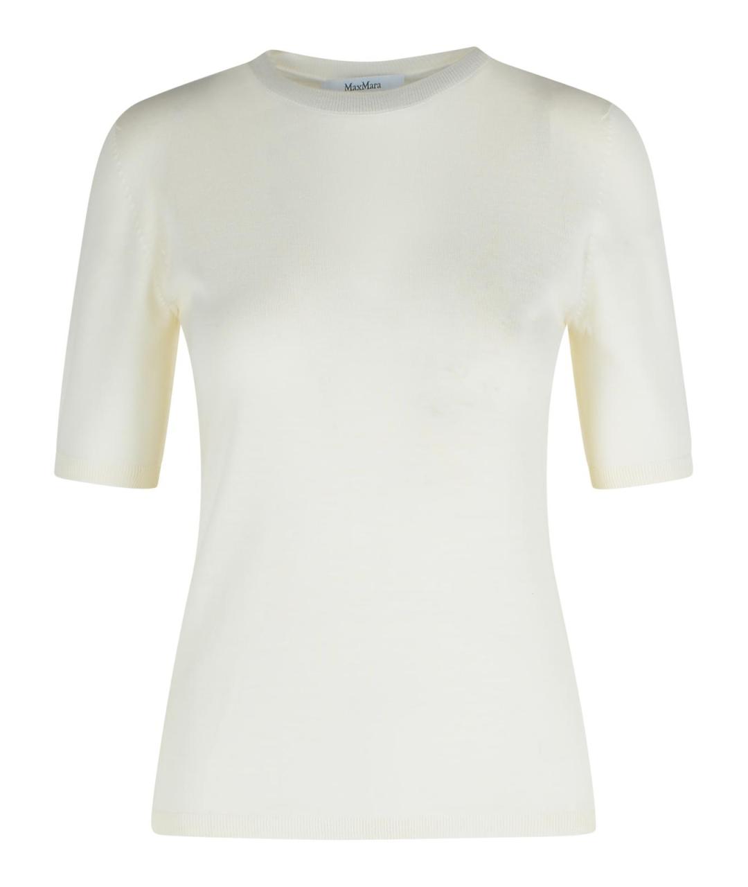 MAX MARA Белая шерстяная футболка, фото 1
