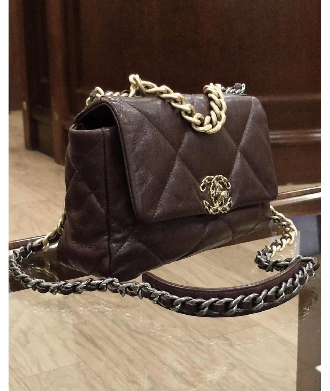 CHANEL Коричневая кожаная сумка через плечо, фото 2