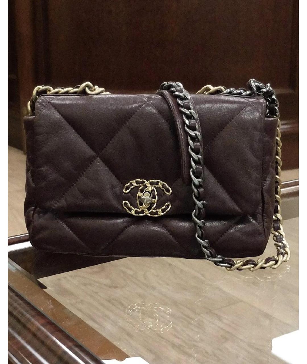 CHANEL Коричневая кожаная сумка через плечо, фото 7