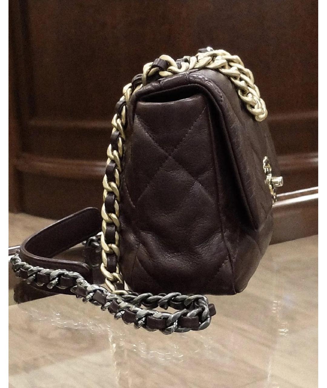 CHANEL Коричневая кожаная сумка через плечо, фото 5