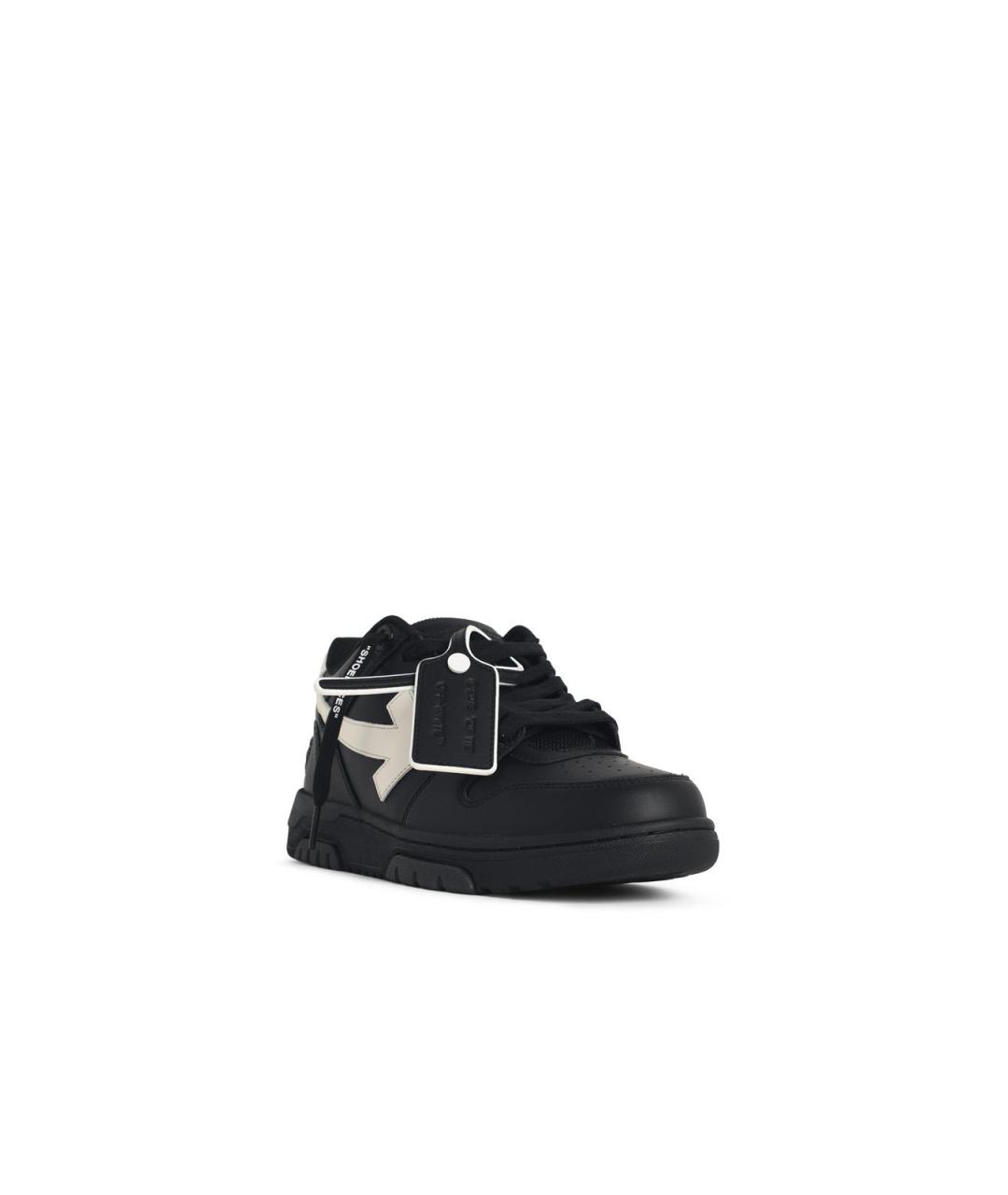 OFF-WHITE Черные кожаные низкие кроссовки / кеды, фото 2