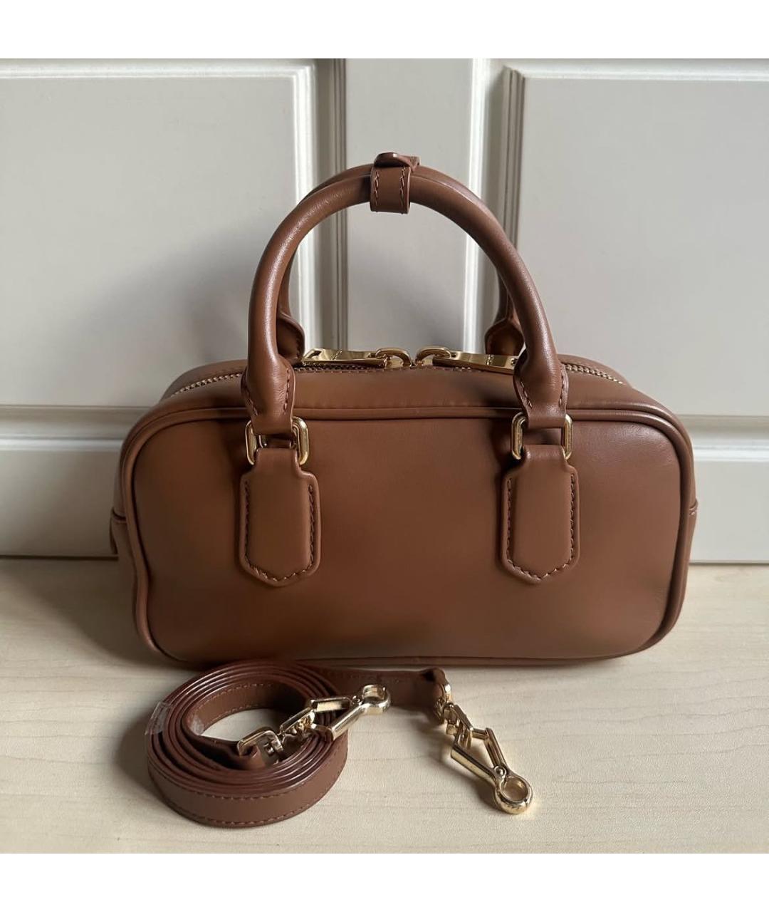 MIU MIU Коричневая кожаная сумка с короткими ручками, фото 6
