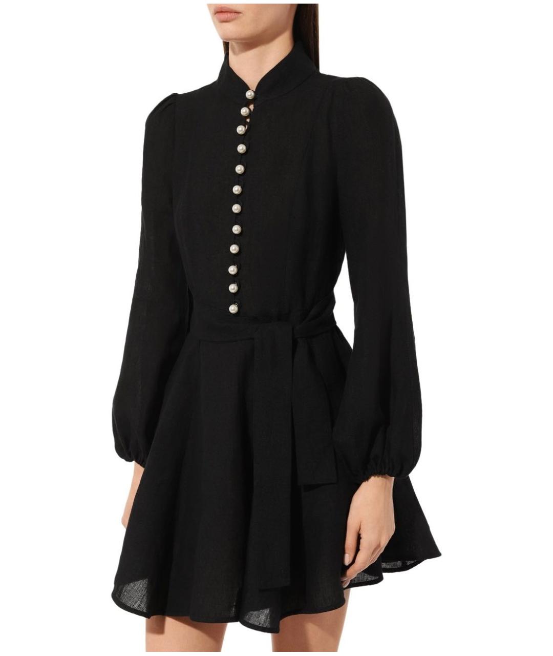 FORTE COUTURE Черное льняное повседневное платье, фото 5