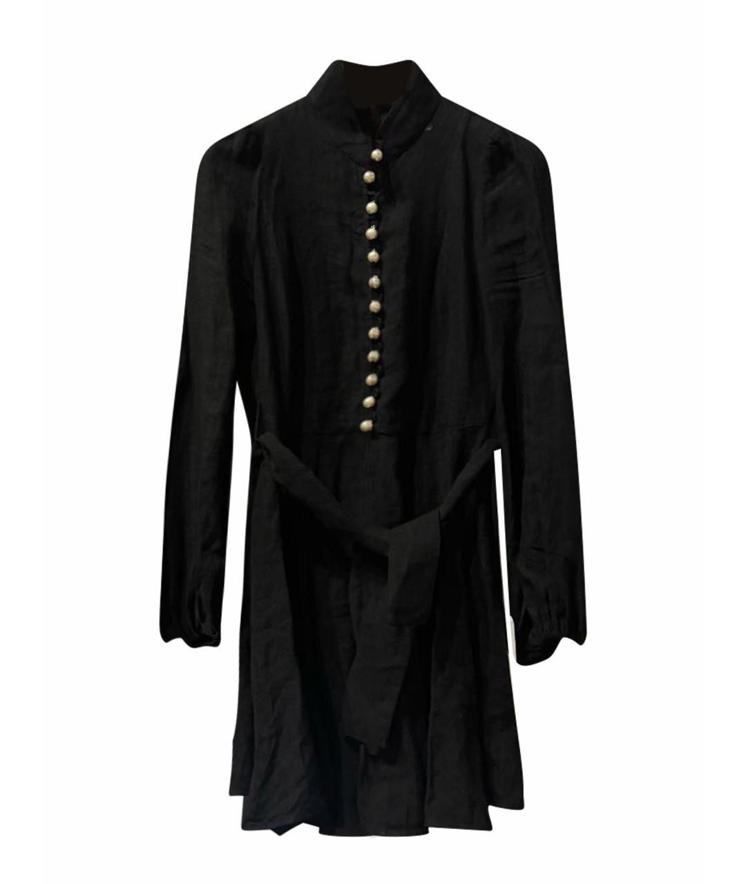 FORTE COUTURE Черное льняное повседневное платье, фото 1