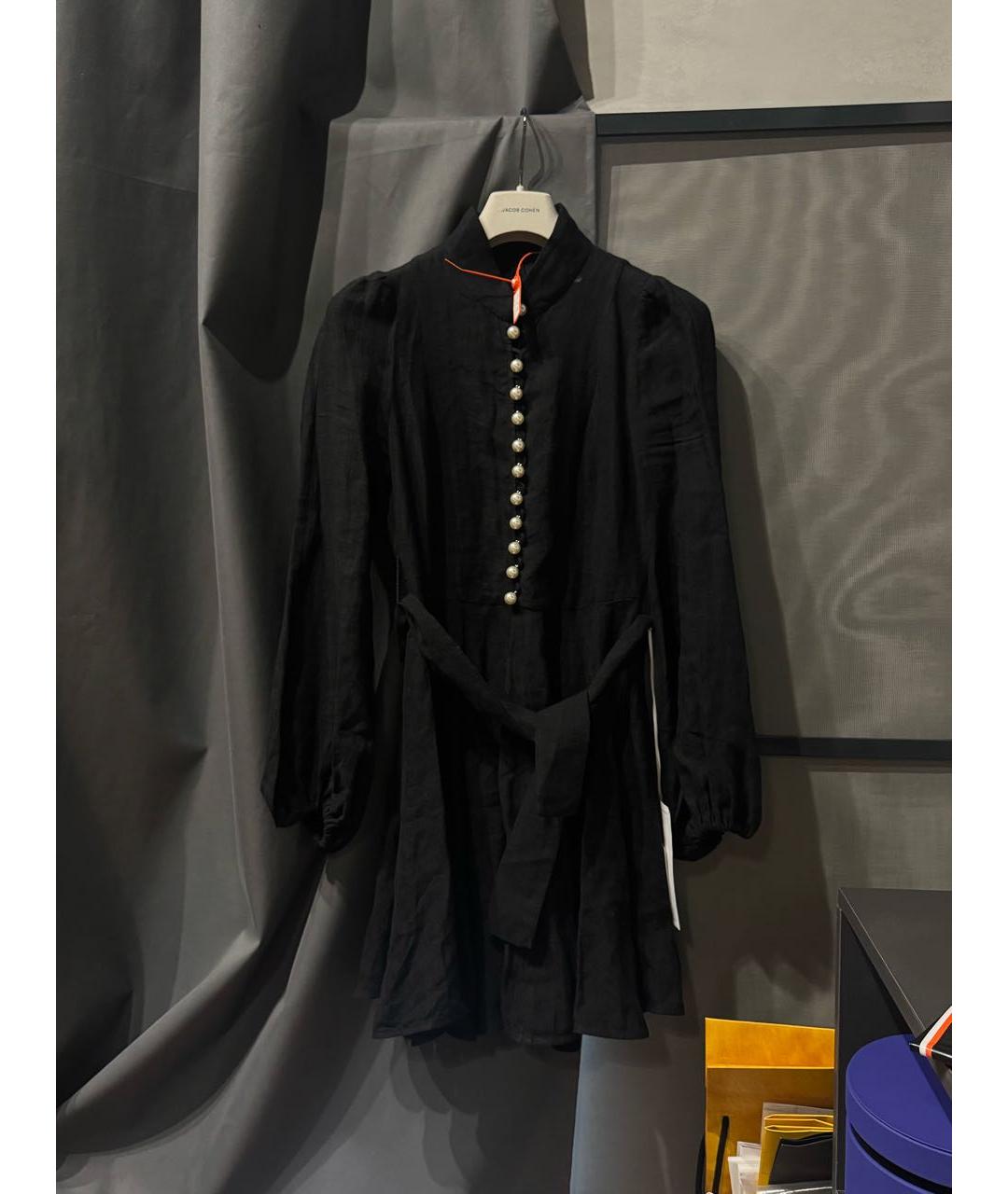 FORTE COUTURE Черное льняное повседневное платье, фото 8