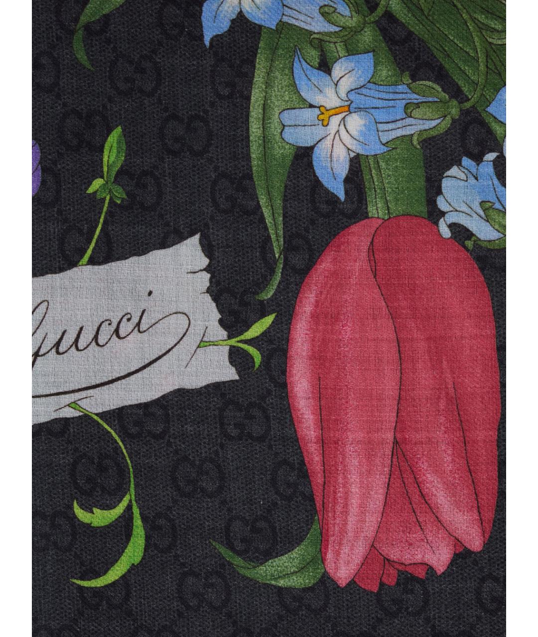 GUCCI Черный шерстяной шарф, фото 3