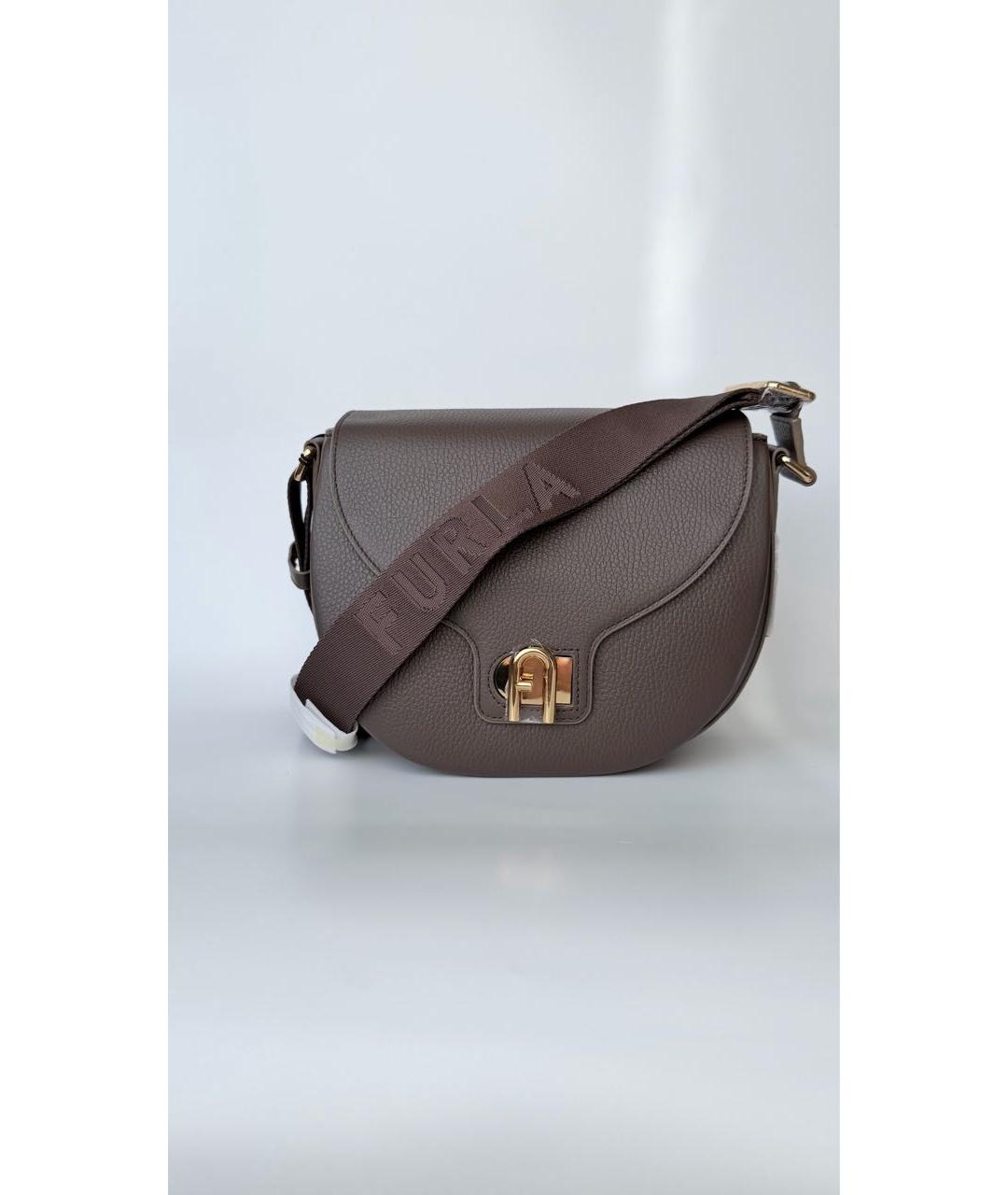 FURLA Коричневая кожаная сумка через плечо, фото 9