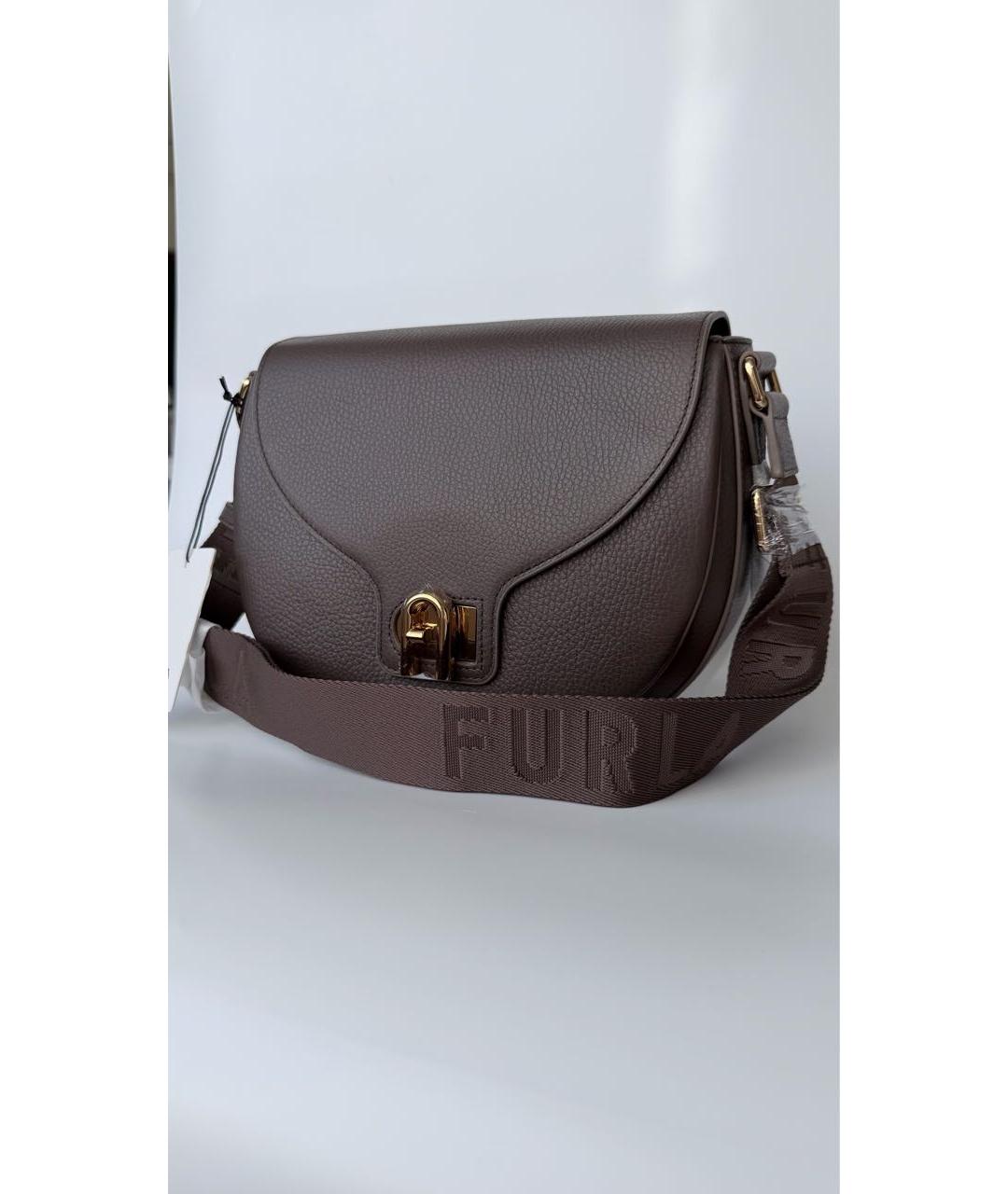 FURLA Коричневая кожаная сумка через плечо, фото 6