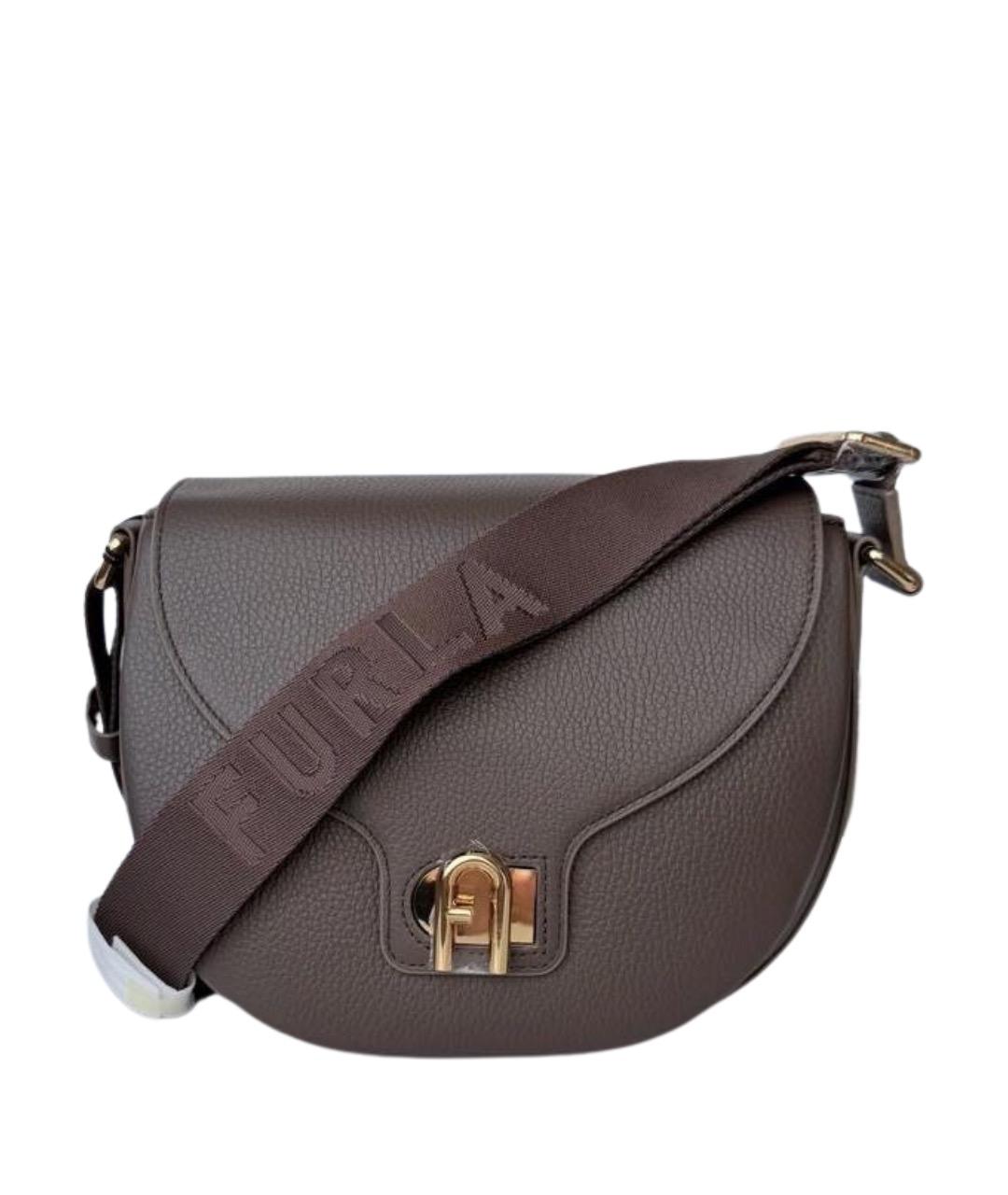 FURLA Коричневая кожаная сумка через плечо, фото 1