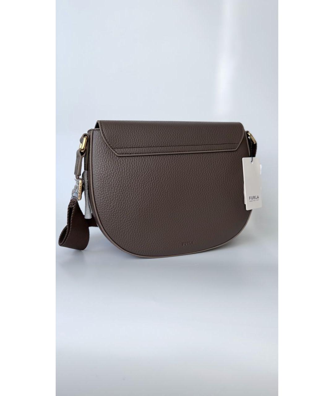 FURLA Коричневая кожаная сумка через плечо, фото 4