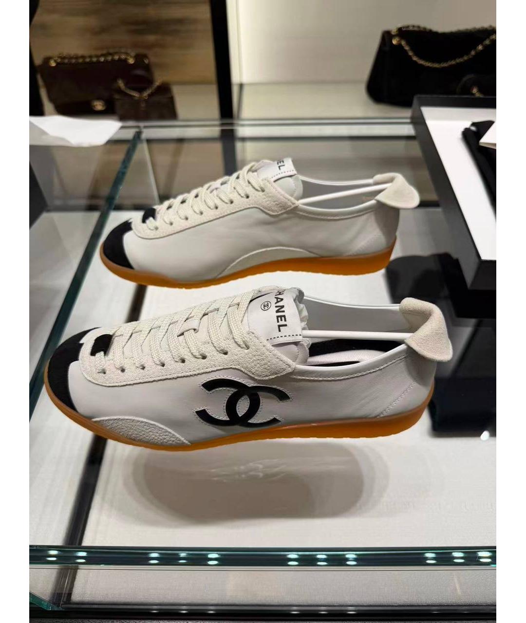 CHANEL Белые кожаные кеды, фото 5