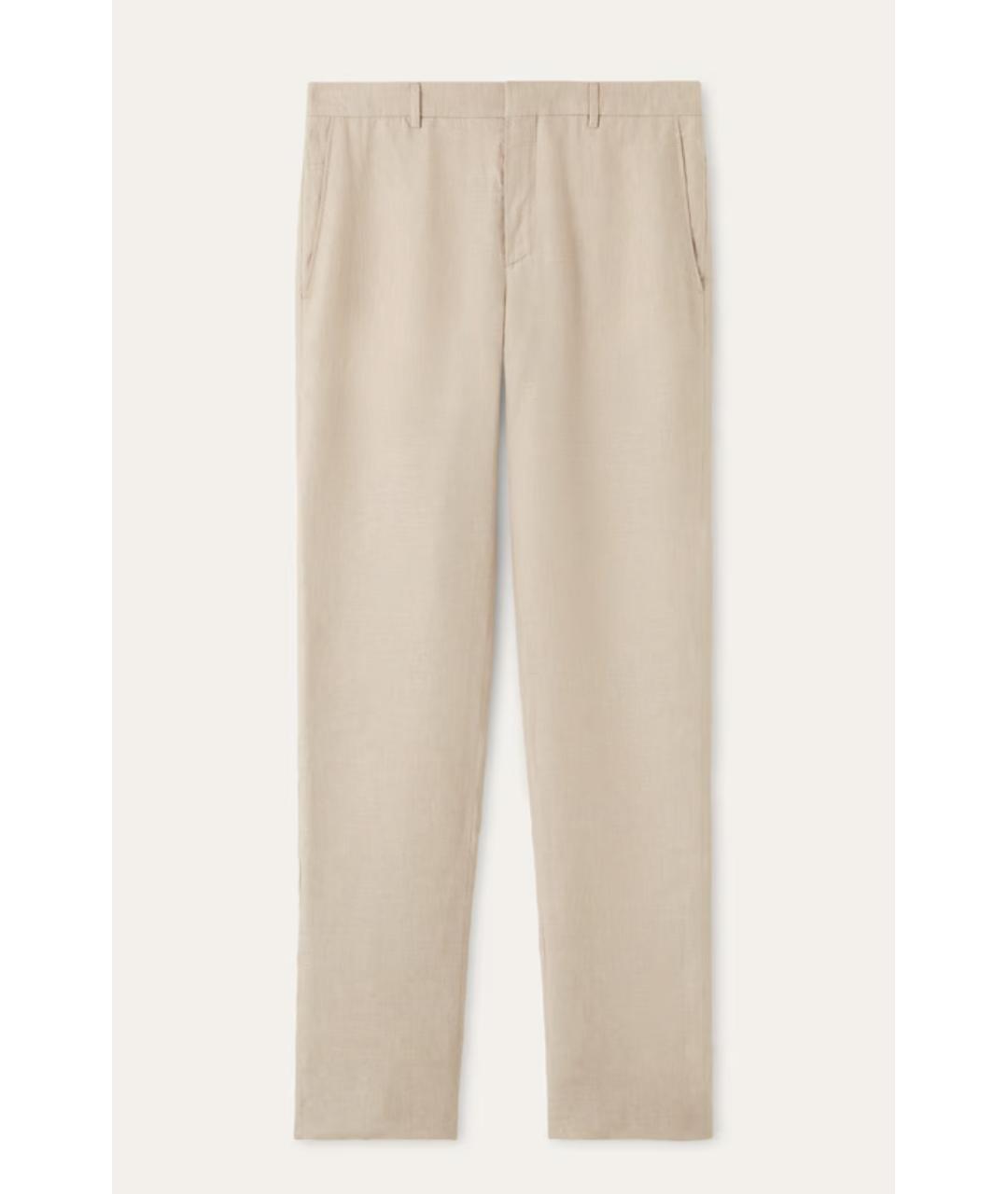 LORO PIANA Бежевые льняные повседневные брюки, фото 4