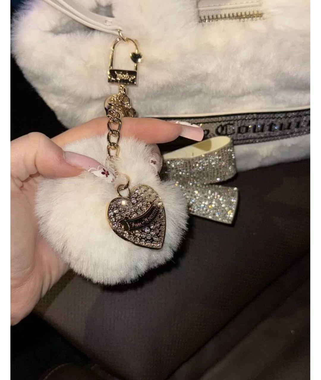 JUICY COUTURE Белая меховая сумка с короткими ручками, фото 4