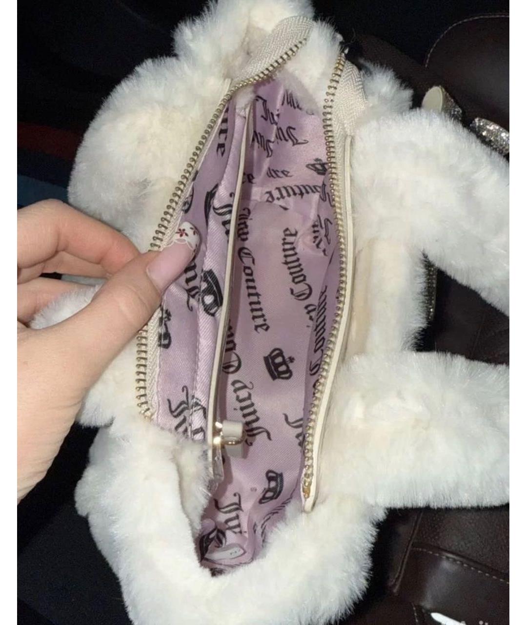 JUICY COUTURE Белая меховая сумка с короткими ручками, фото 3