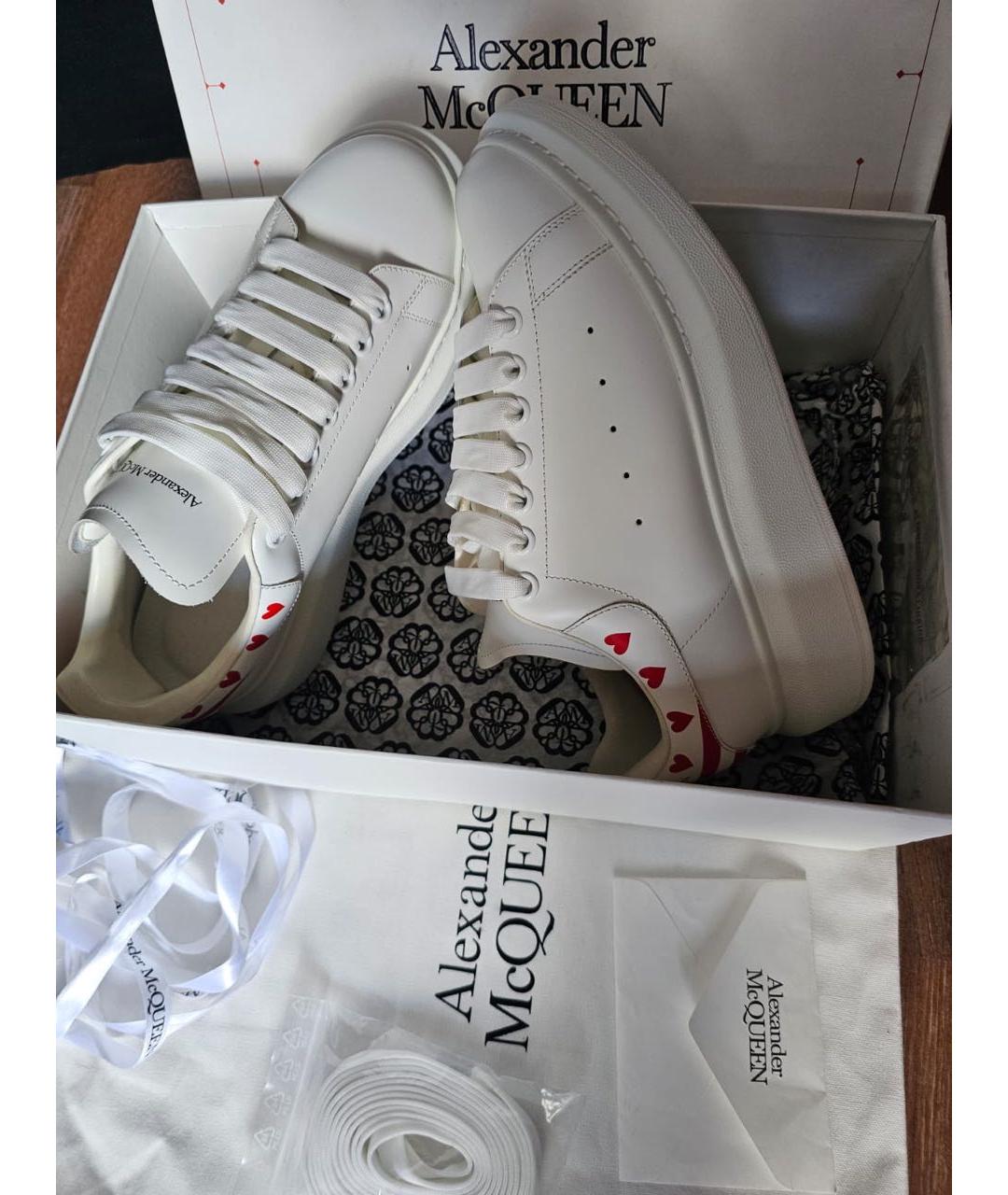 ALEXANDER MCQUEEN Белые кожаные кеды, фото 4