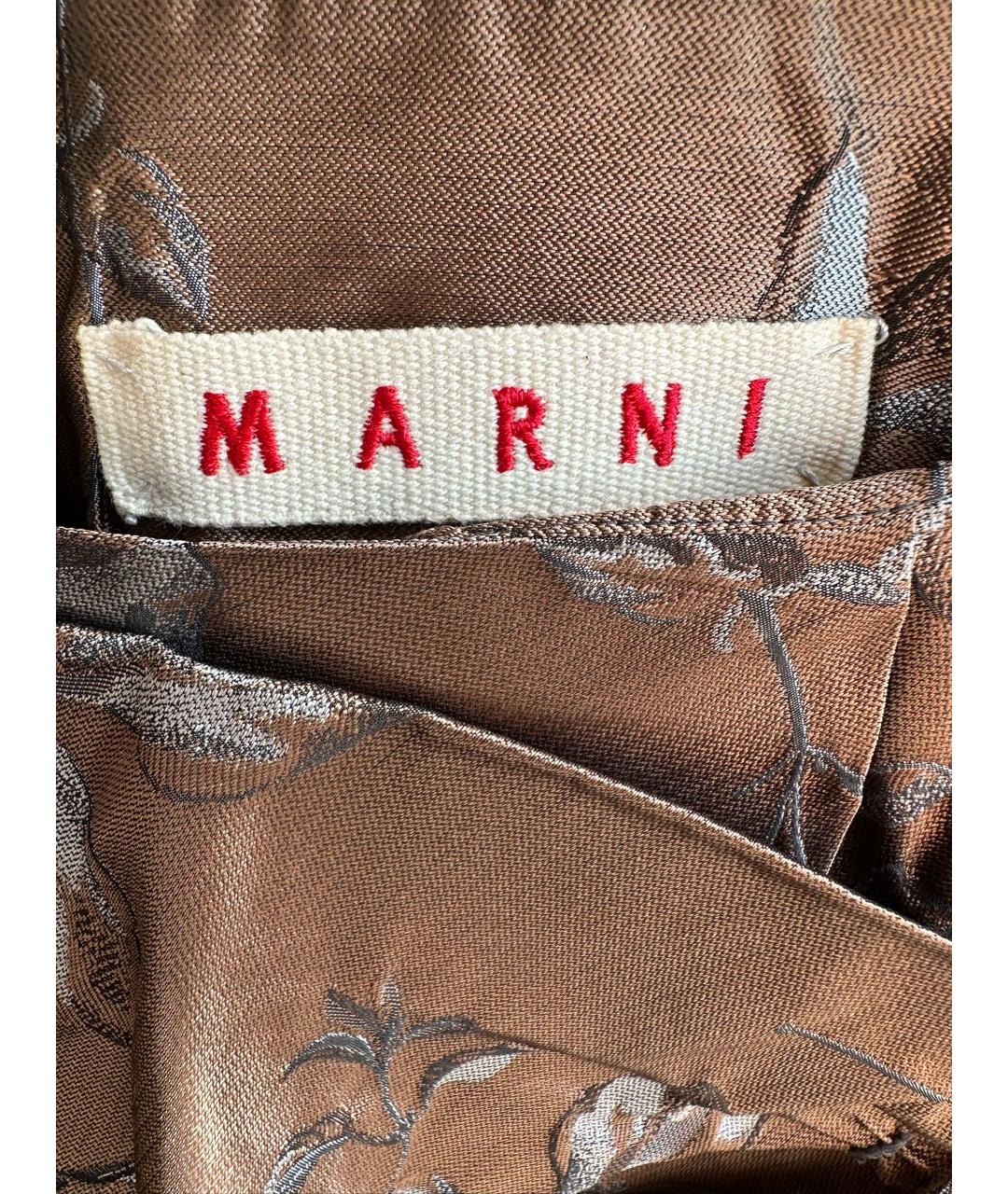 MARNI Коричневая шелковая юбка миди, фото 3