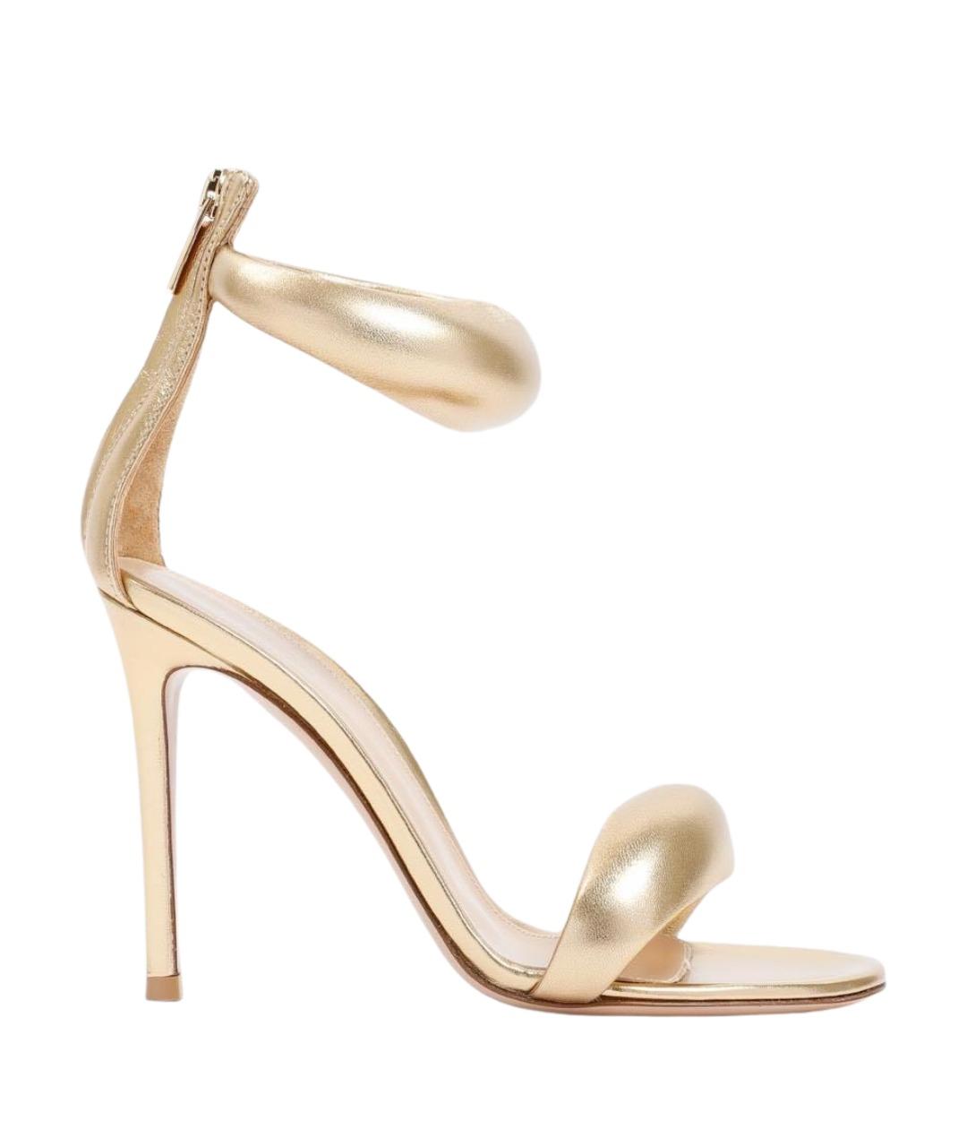 GIANVITO ROSSI Золотые кожаные босоножки, фото 1