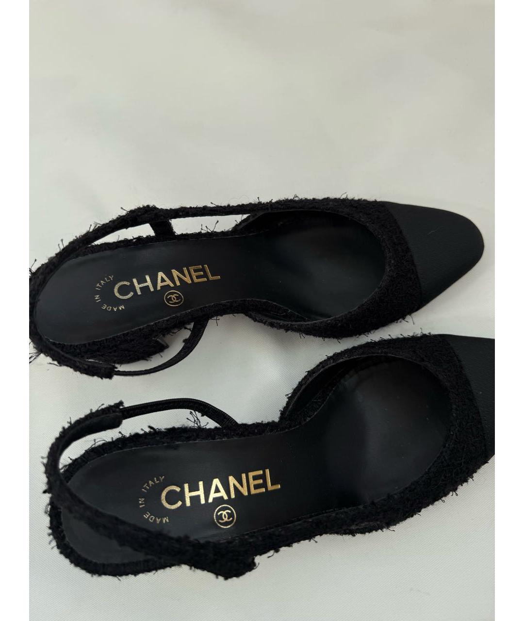 CHANEL Черные текстильные туфли, фото 3
