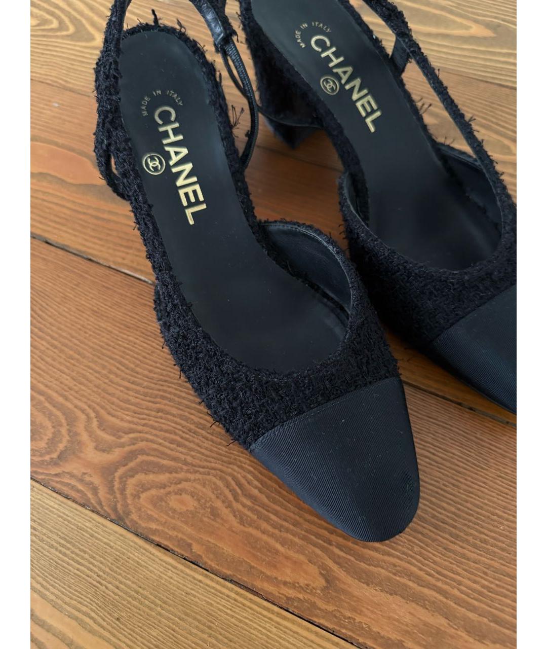 CHANEL Черные текстильные туфли, фото 5