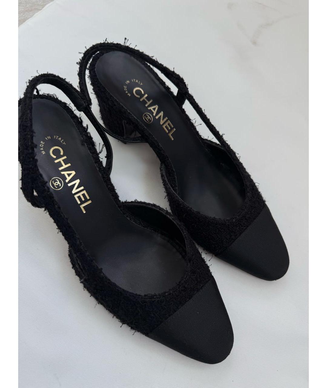 CHANEL Черные текстильные туфли, фото 2