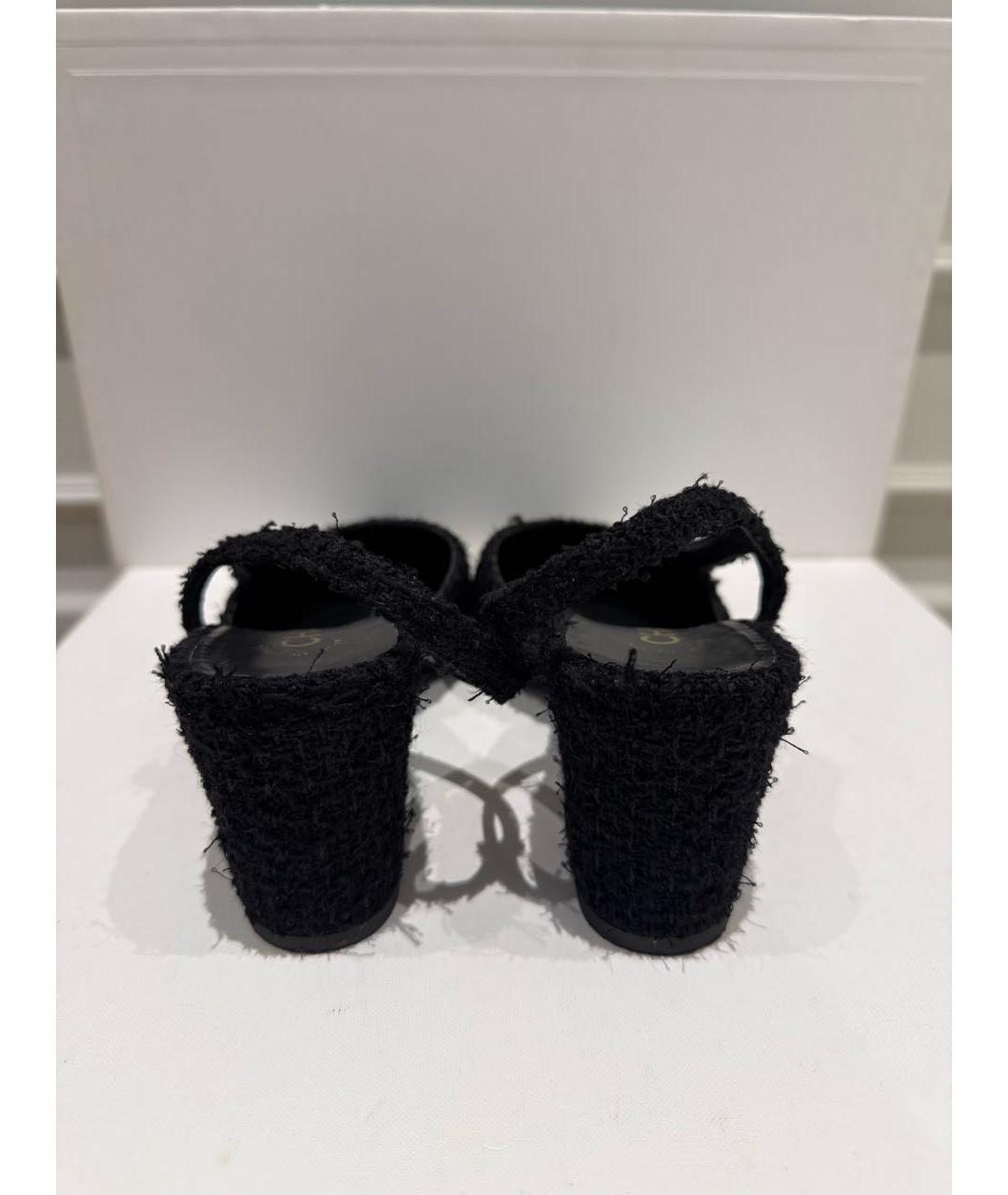 CHANEL Черные текстильные туфли, фото 4