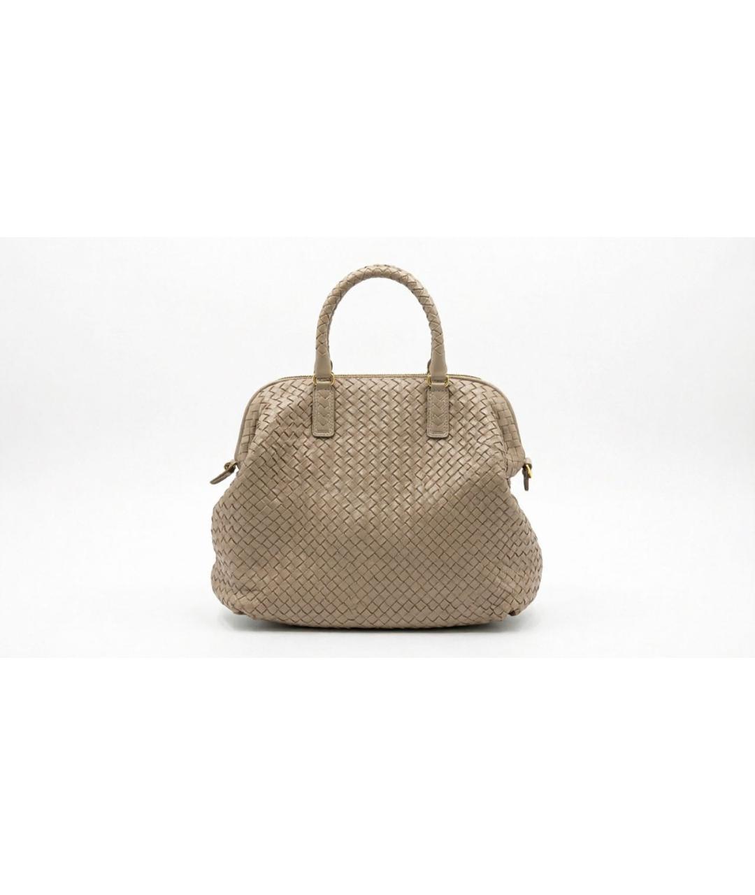 BOTTEGA VENETA Бежевая кожаная сумка с короткими ручками, фото 9