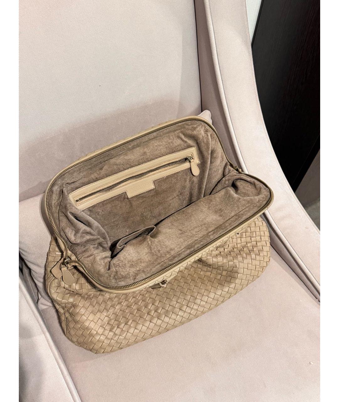 BOTTEGA VENETA Бежевая кожаная сумка с короткими ручками, фото 7