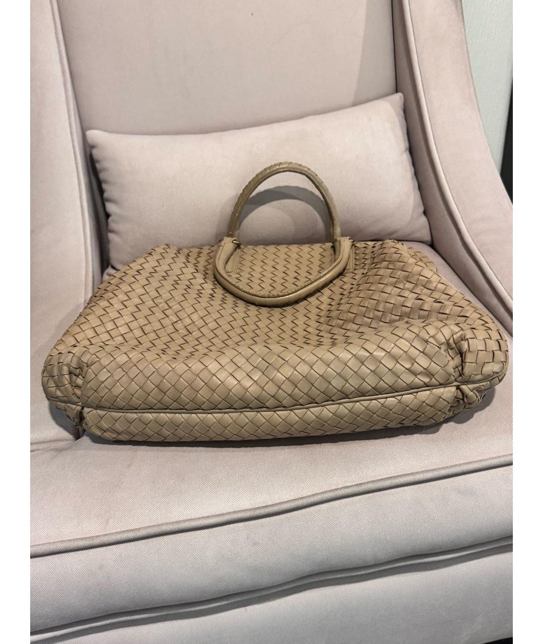 BOTTEGA VENETA Бежевая кожаная сумка с короткими ручками, фото 8