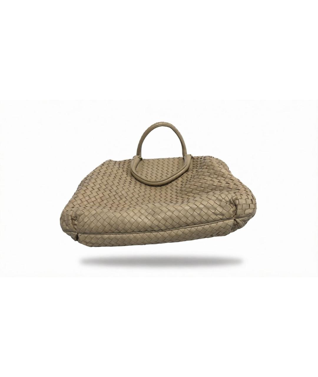 BOTTEGA VENETA Бежевая кожаная сумка с короткими ручками, фото 5