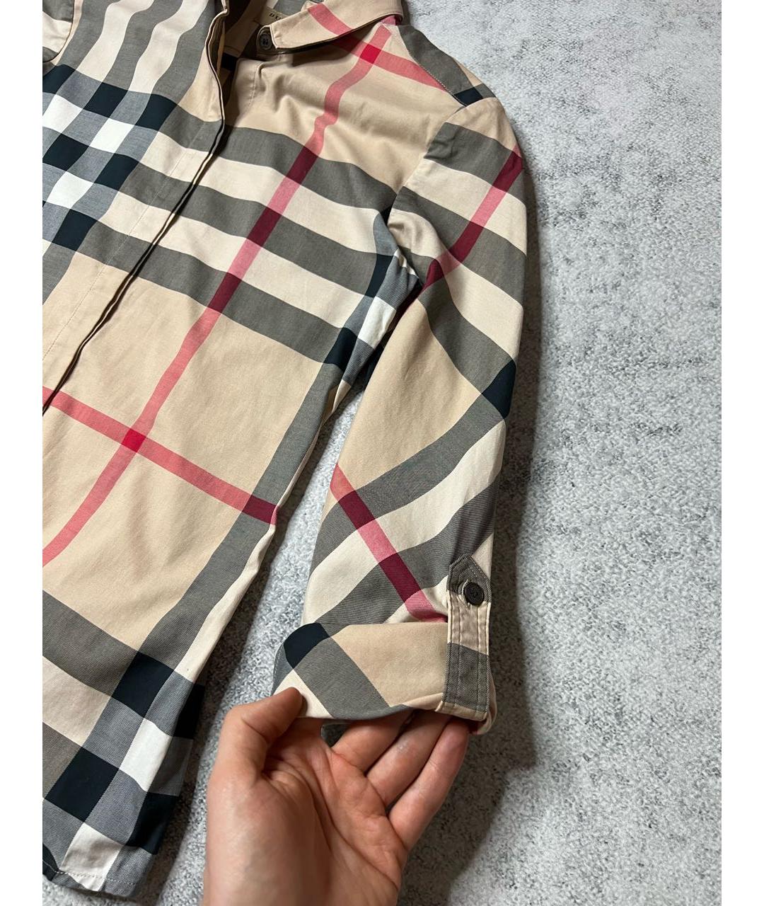 BURBERRY Бежевая хлопковая рубашка, фото 6