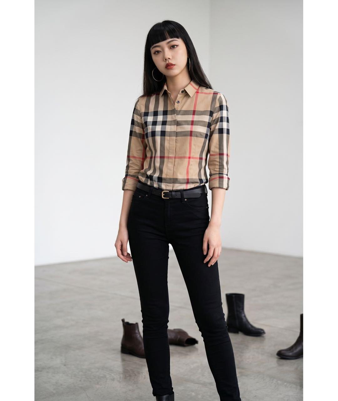 BURBERRY Бежевая хлопковая рубашка, фото 2
