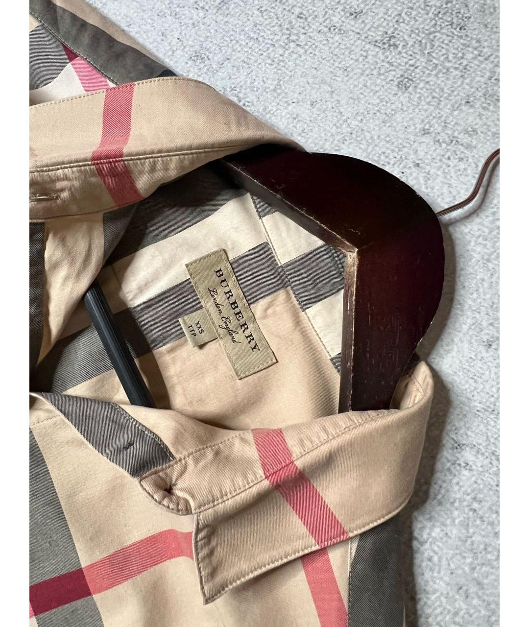 BURBERRY Бежевая хлопковая рубашка, фото 7