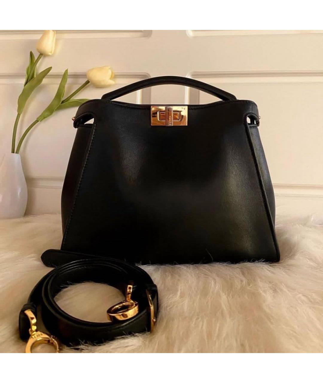 FENDI Черная кожаная сумка через плечо, фото 6