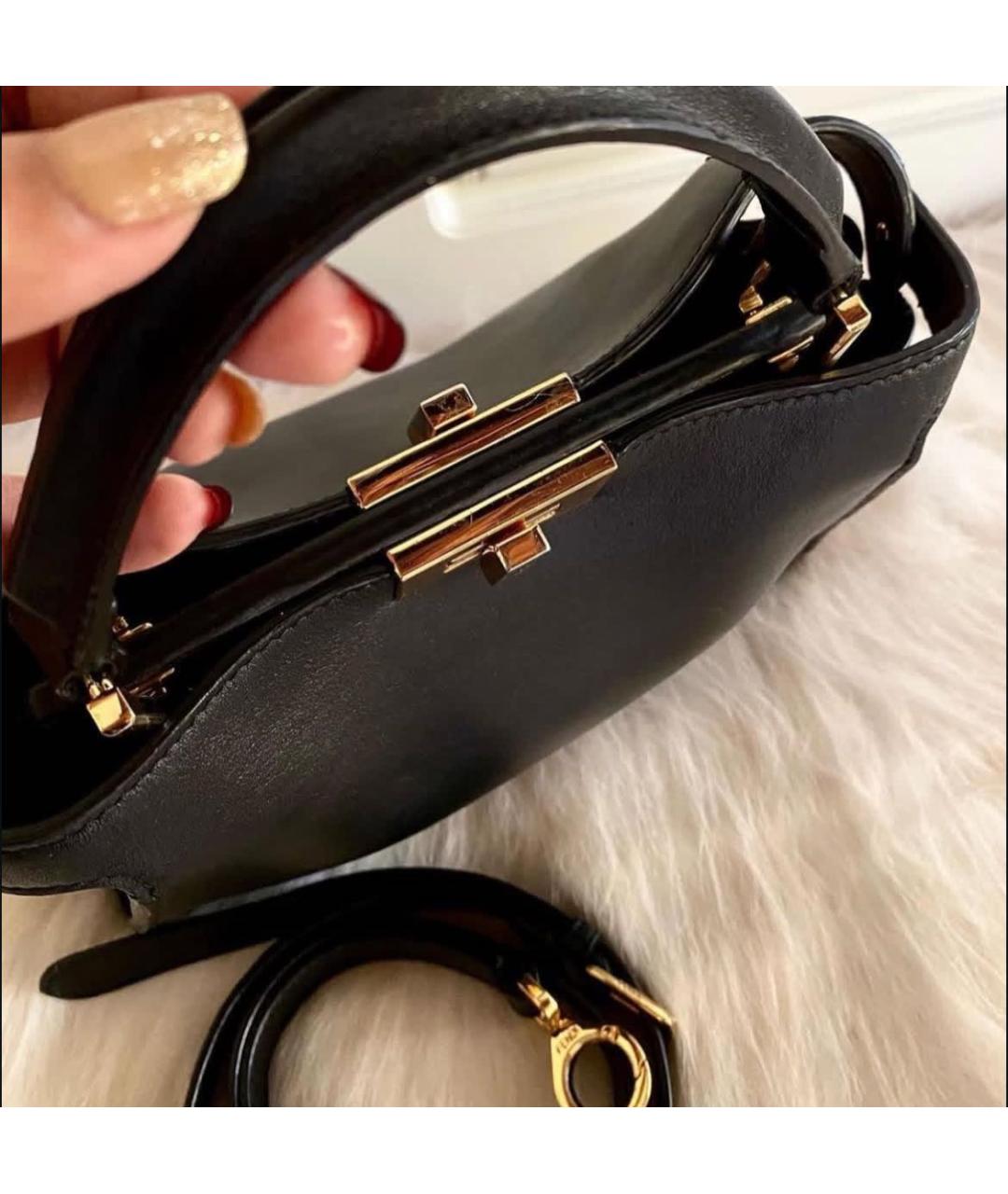 FENDI Черная кожаная сумка через плечо, фото 4