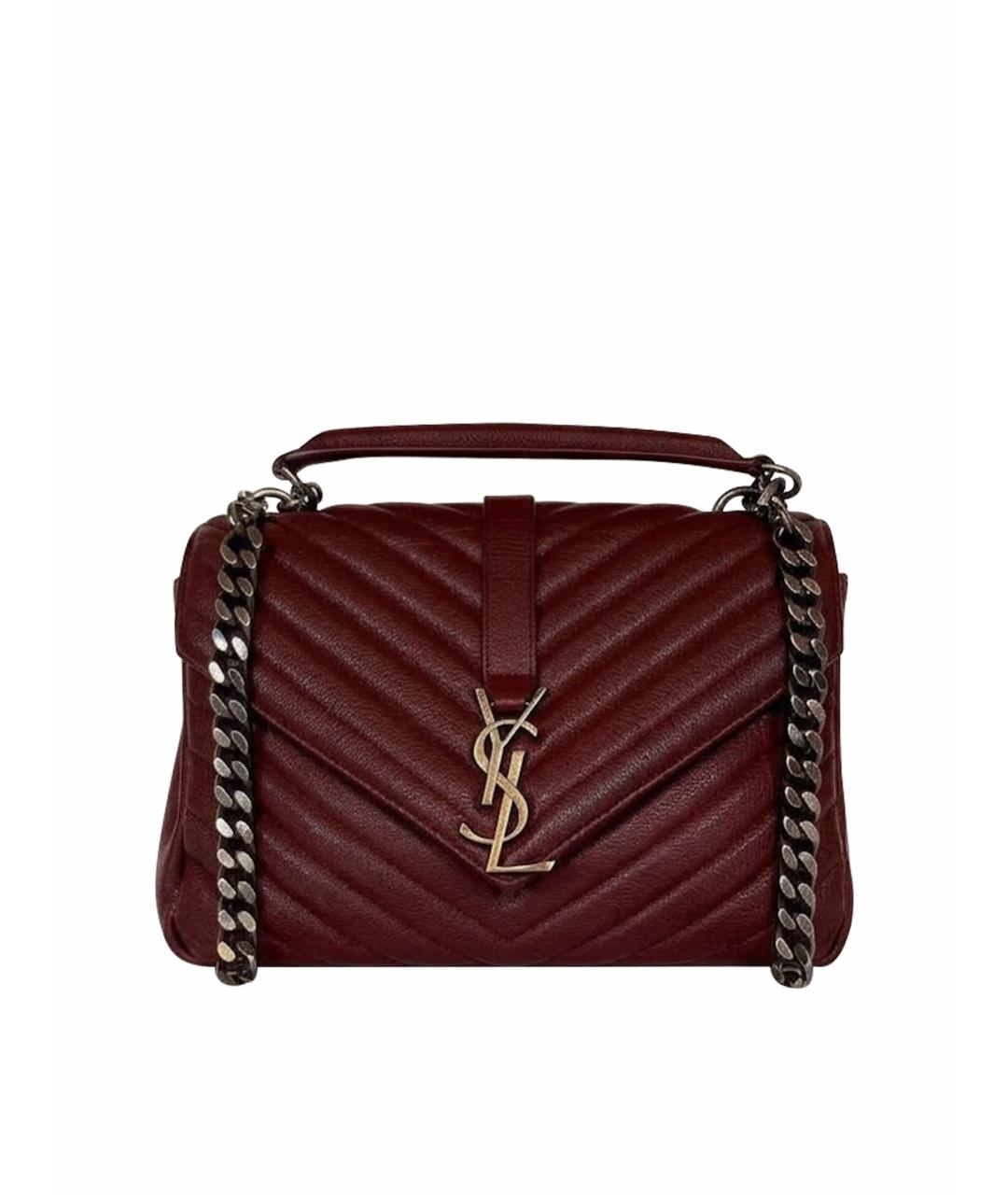 SAINT LAURENT Бордовая кожаная сумка через плечо, фото 1