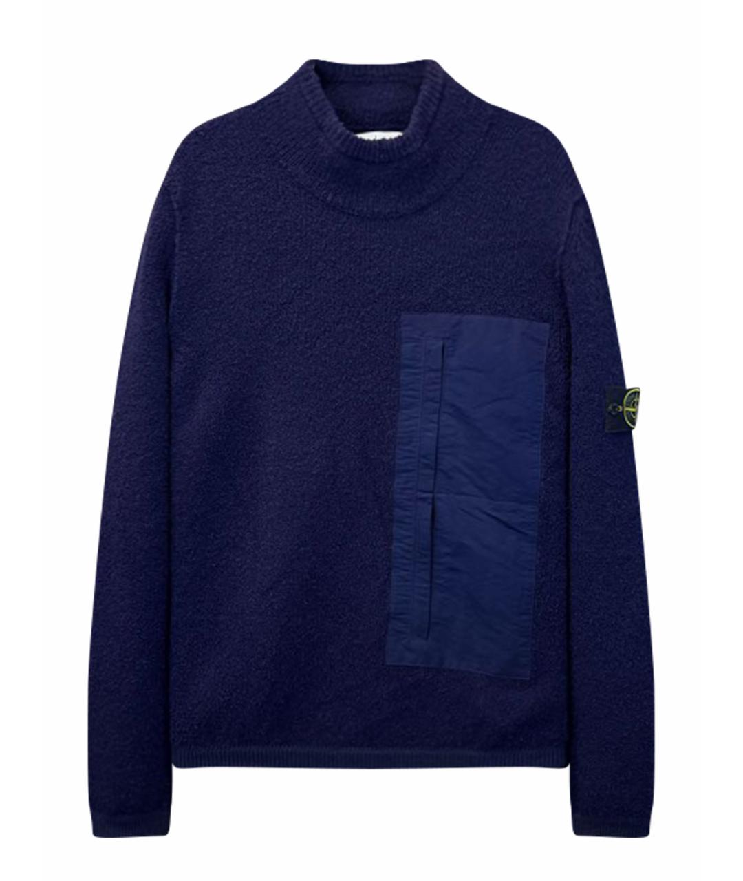 STONE ISLAND Темно-синий шерстяной джемпер / свитер, фото 1