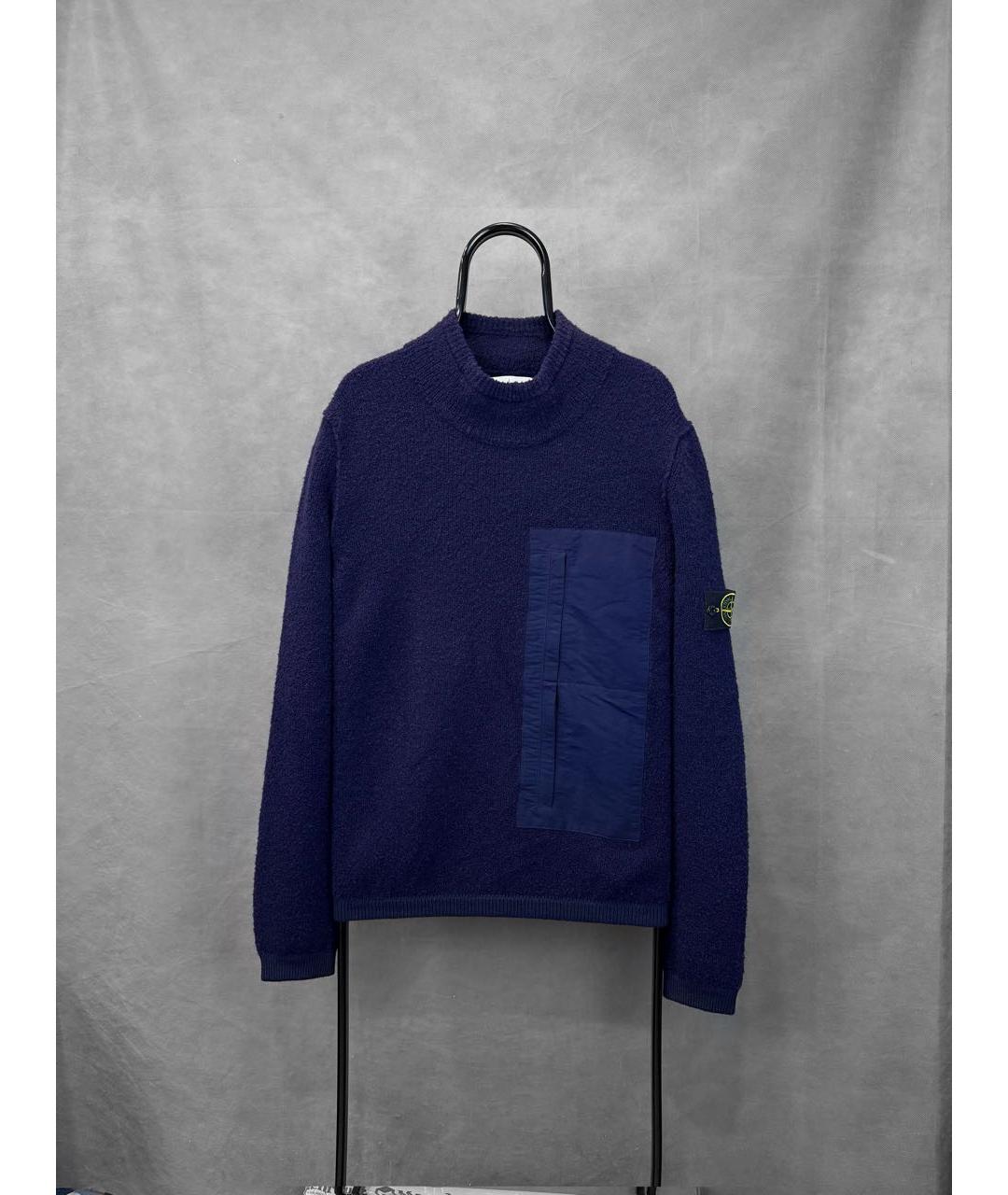 STONE ISLAND Темно-синий шерстяной джемпер / свитер, фото 9