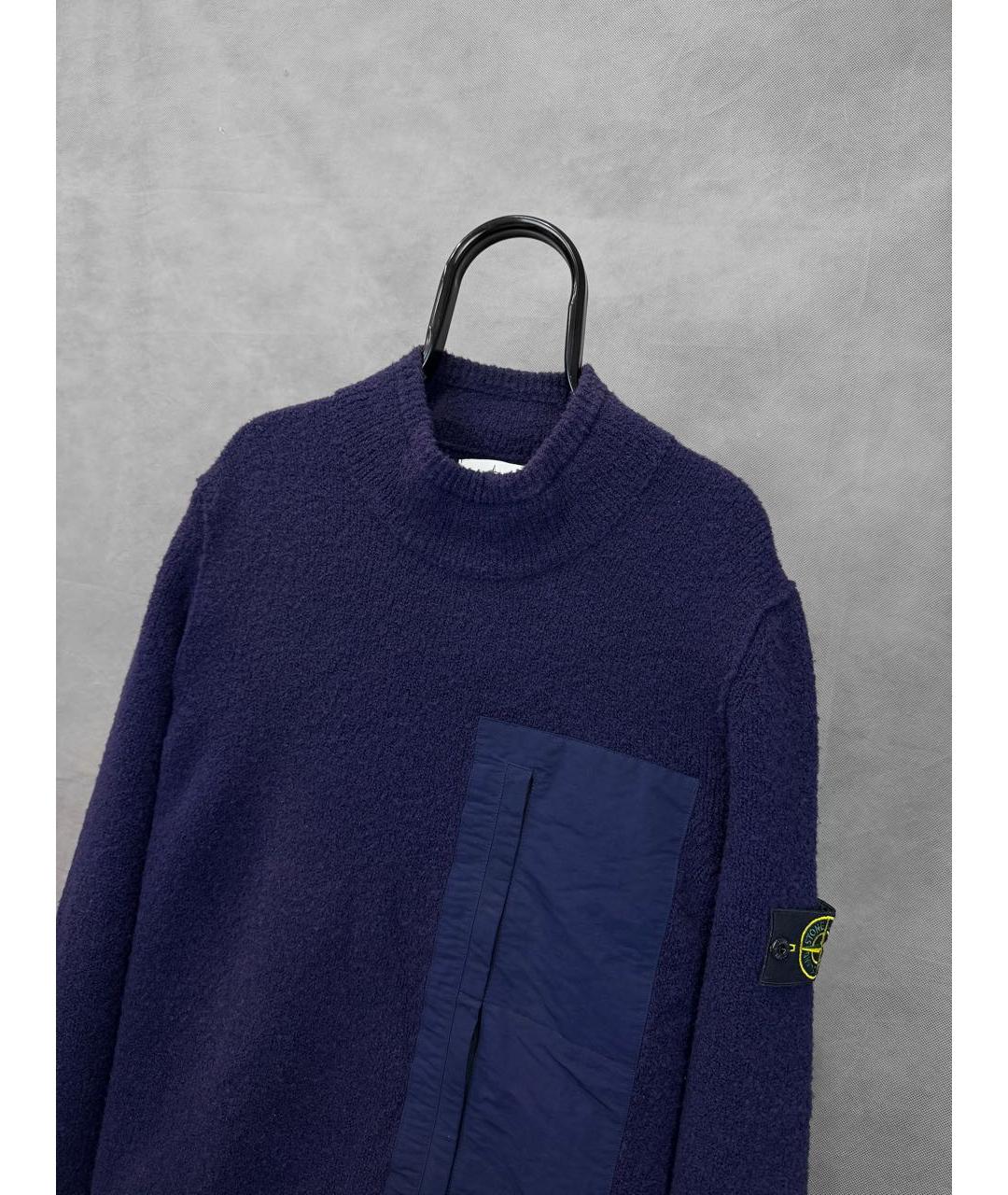 STONE ISLAND Темно-синий шерстяной джемпер / свитер, фото 6