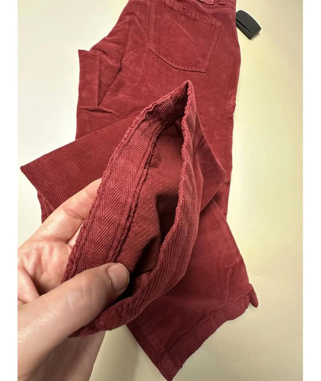 KITON Бордовые хлопковые прямые джинсы, фото 5