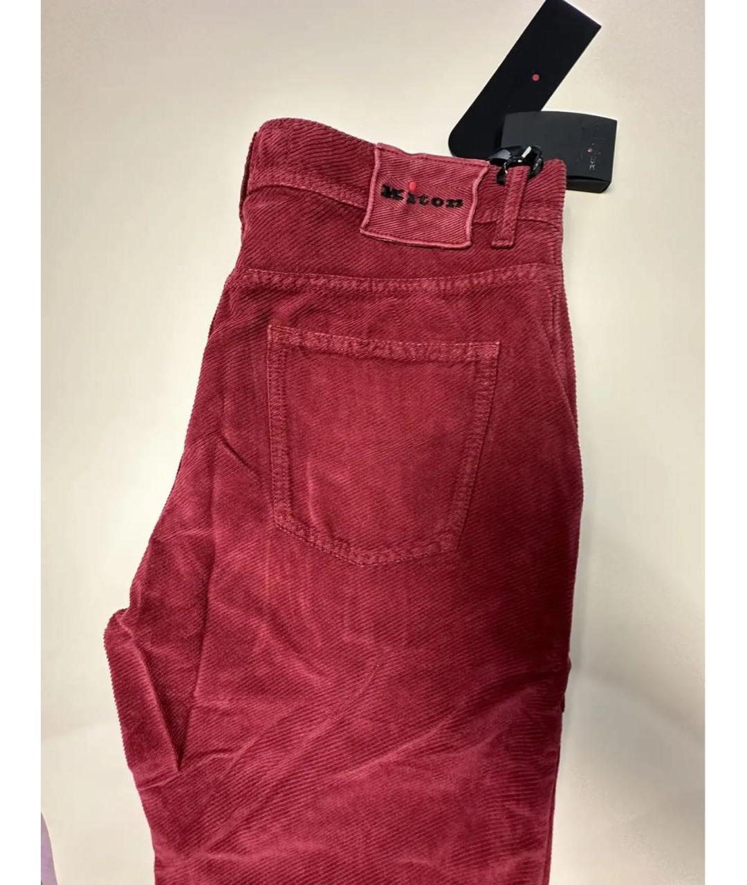KITON Бордовые хлопковые прямые джинсы, фото 4
