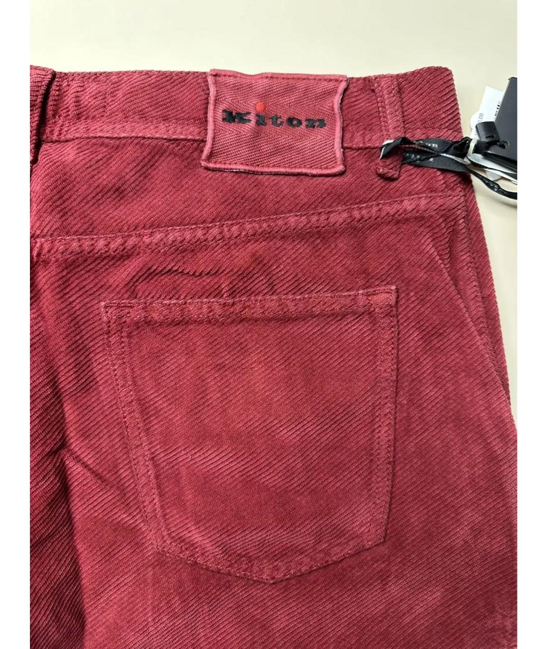 KITON Бордовые хлопковые прямые джинсы, фото 7