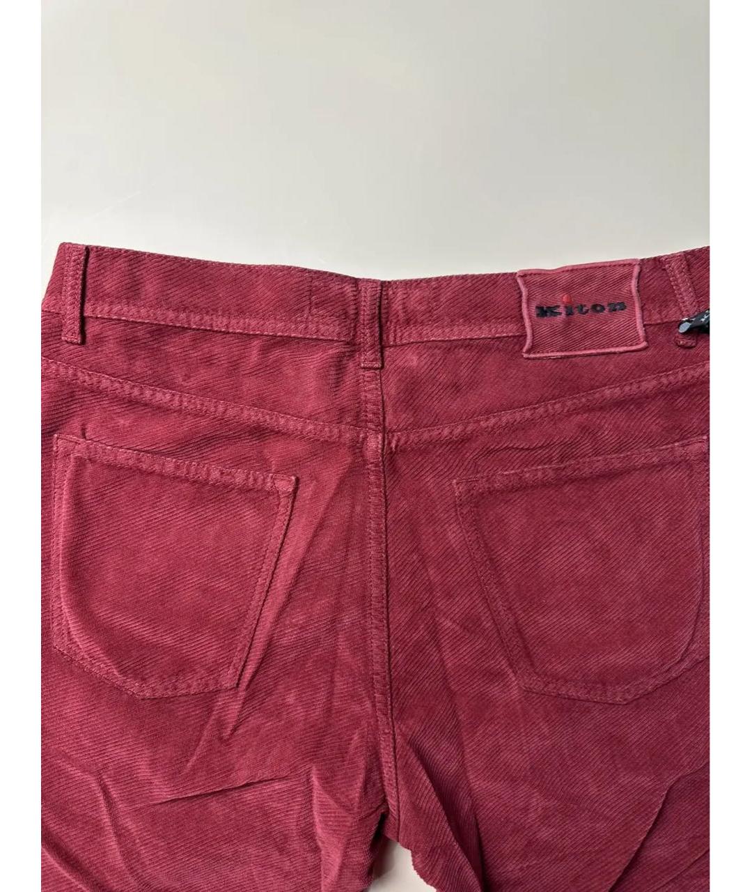 KITON Бордовые хлопковые прямые джинсы, фото 8