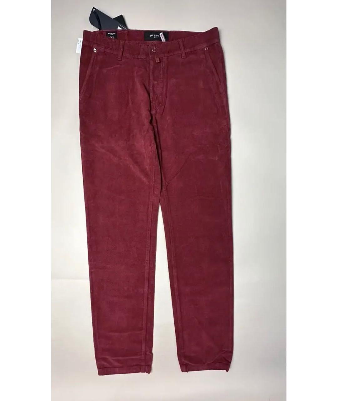 KITON Бордовые хлопковые прямые джинсы, фото 9