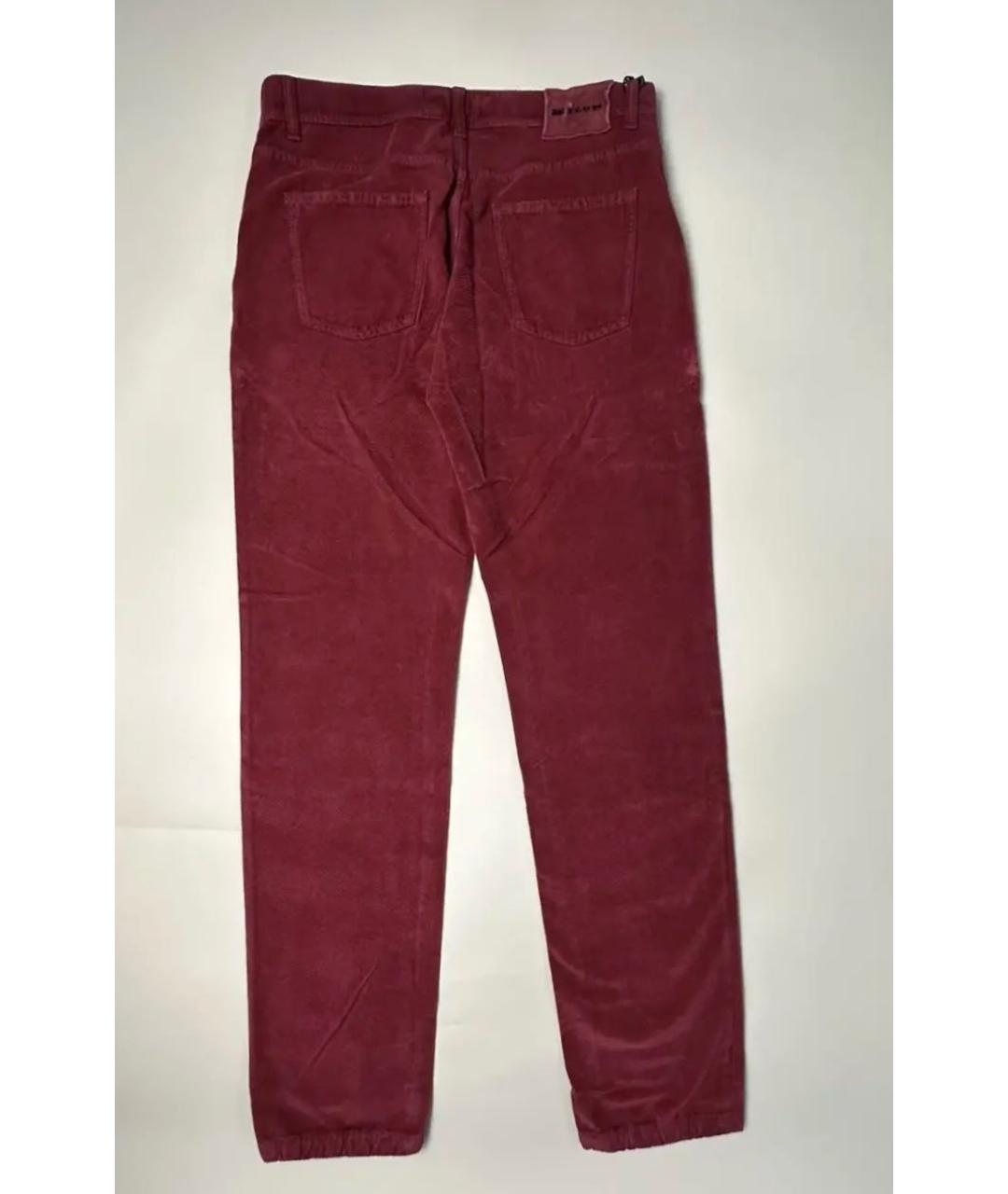 KITON Бордовые хлопковые прямые джинсы, фото 2