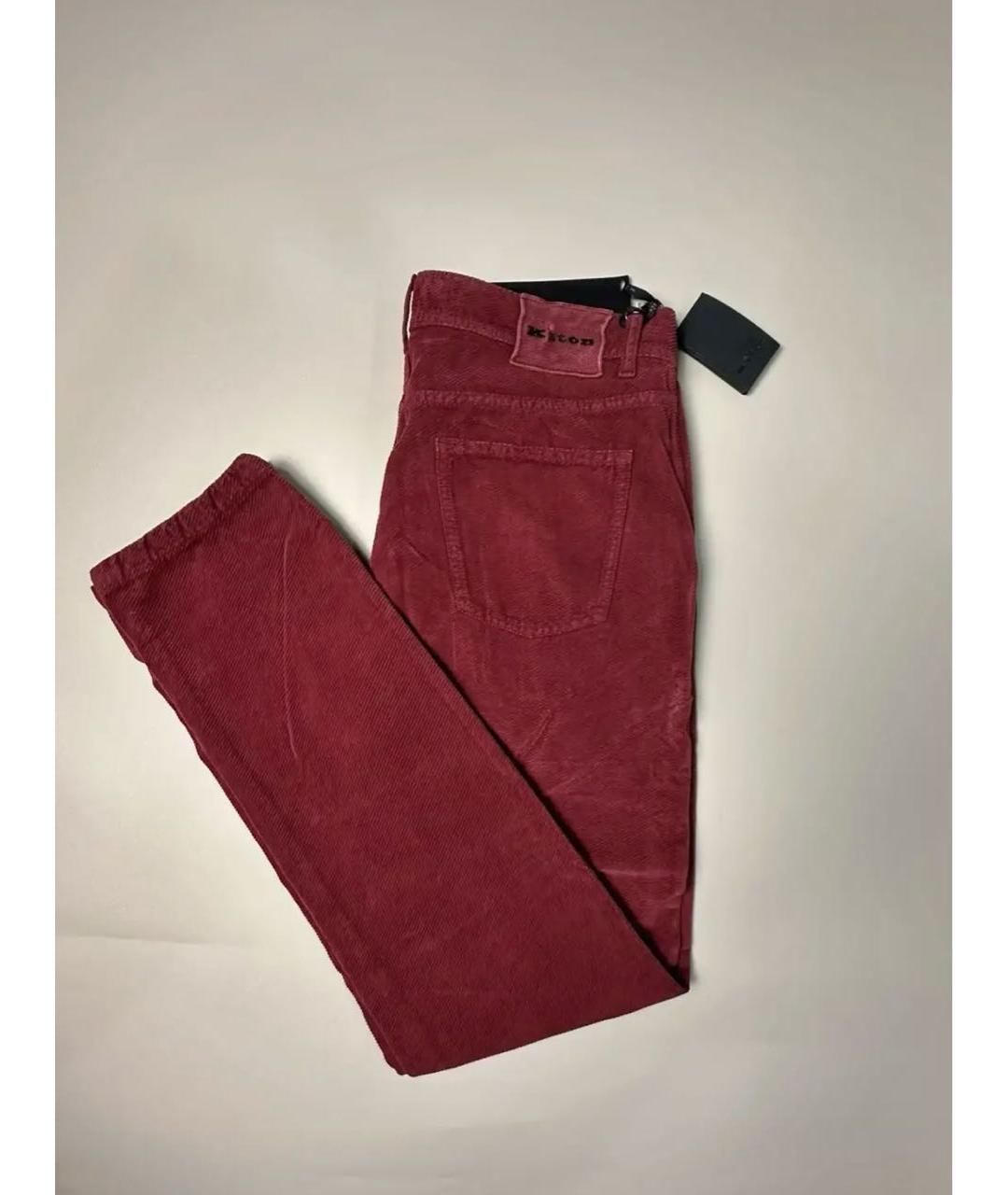 KITON Бордовые хлопковые прямые джинсы, фото 3