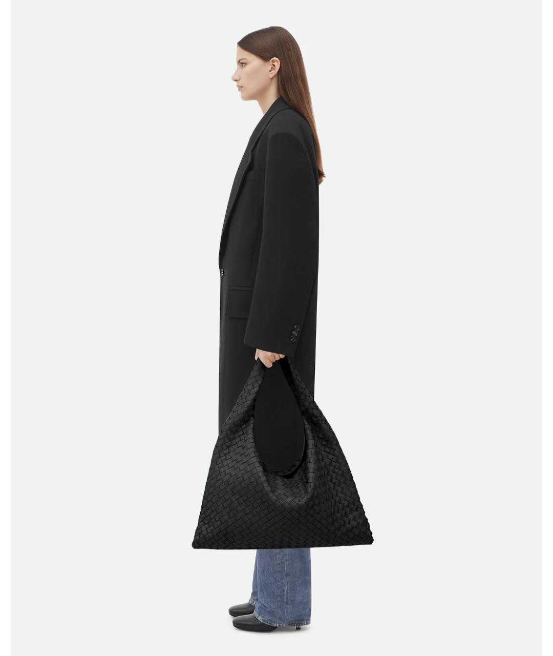 BOTTEGA VENETA Черная кожаная сумка через плечо, фото 5