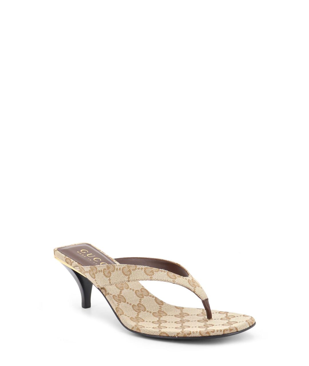 GUCCI Бежевые текстильные мюли, фото 2